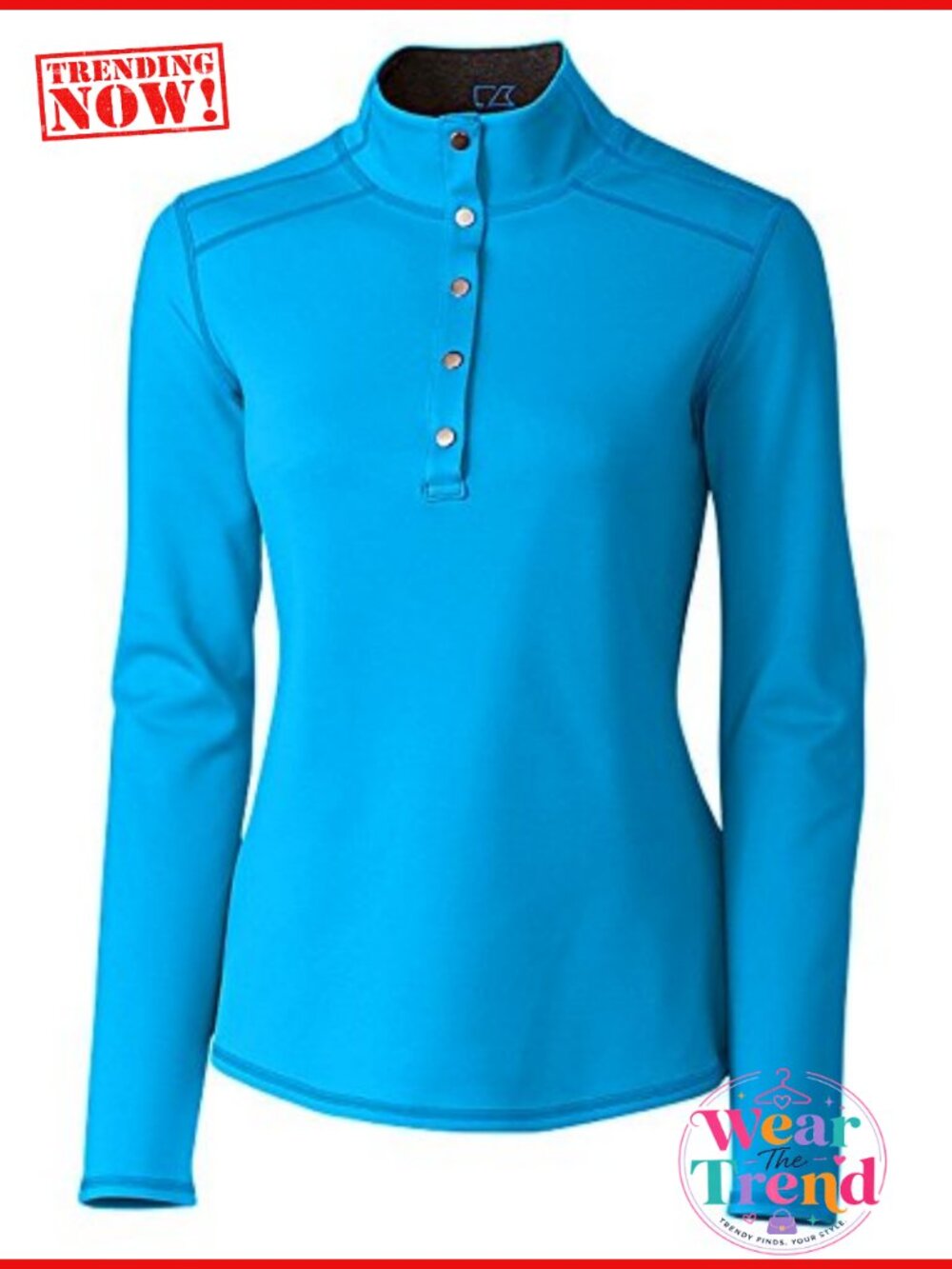 Women's 50+ UPF Stretch Reversible Snap Pullover Mock Neck Athletic